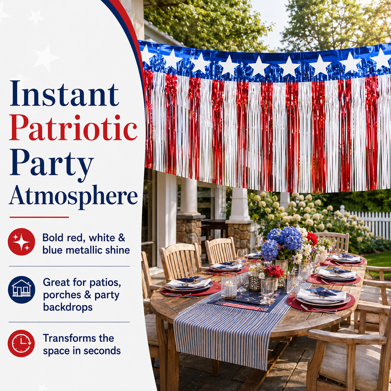 2-Pack Patriotic Red, White & Blue Fringe Banner
