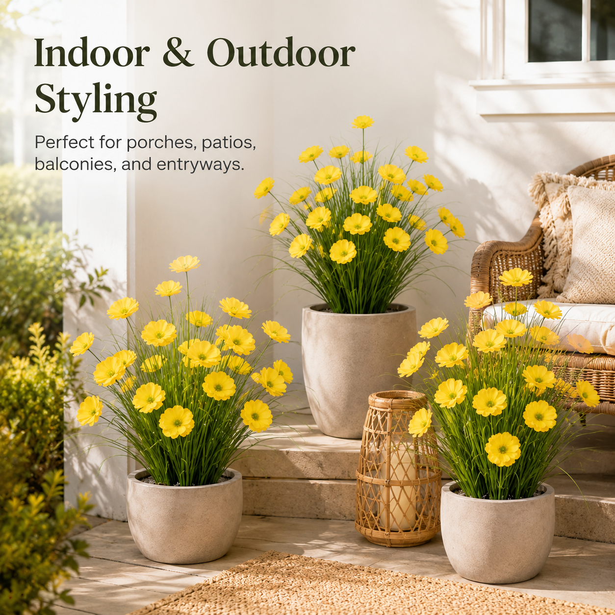 23.6 in Yellow Faux Flower Grass Bundle