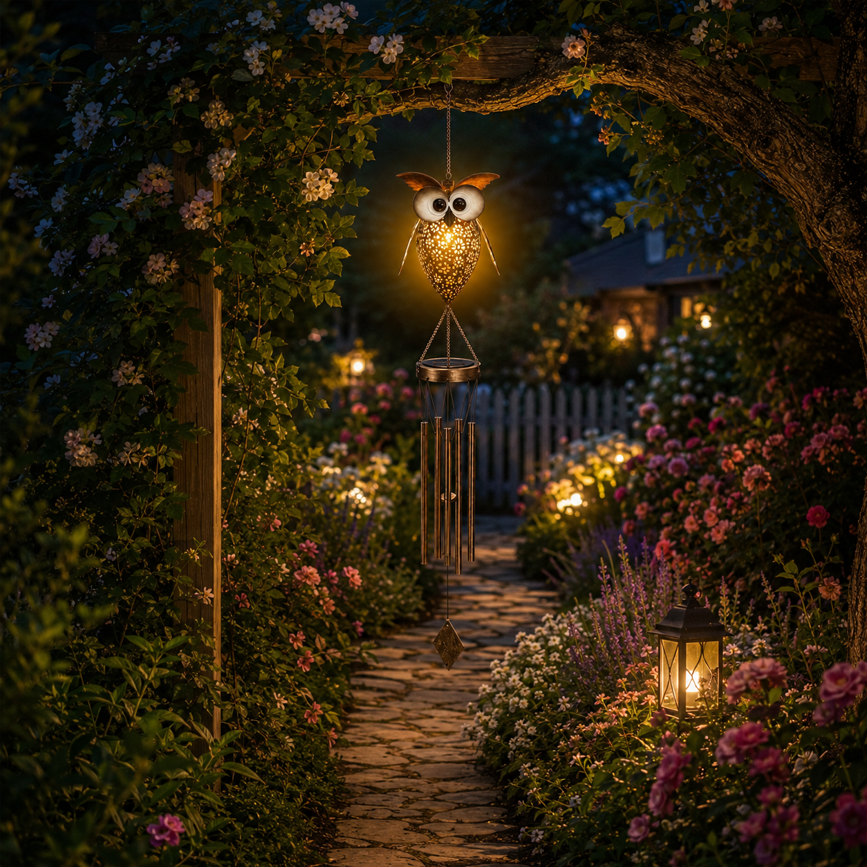 Solar Owl Wind Chime Light