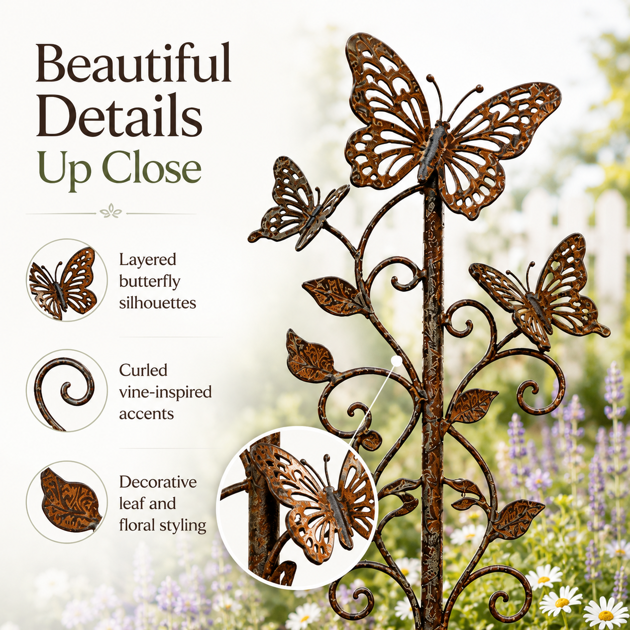 Rustic Metal Butterfly Garden Stake Decor