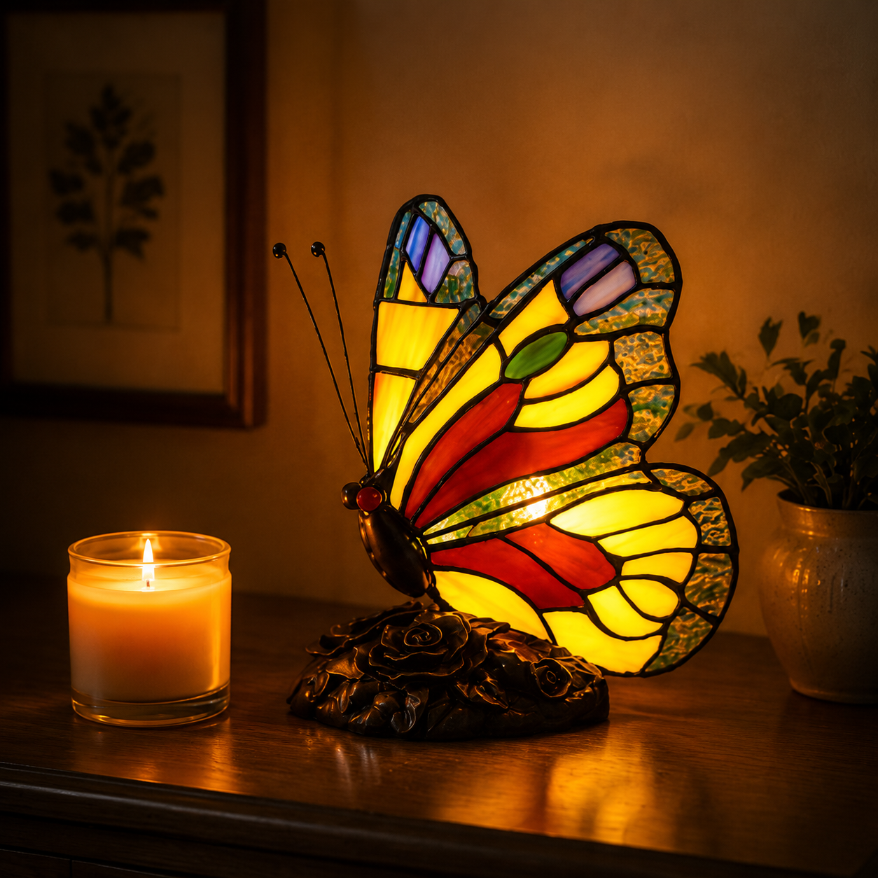 Stained Butterfly Accent Lamp