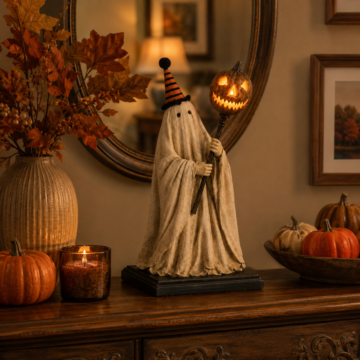 Halloween Ghost Figurine with Remote Control Light