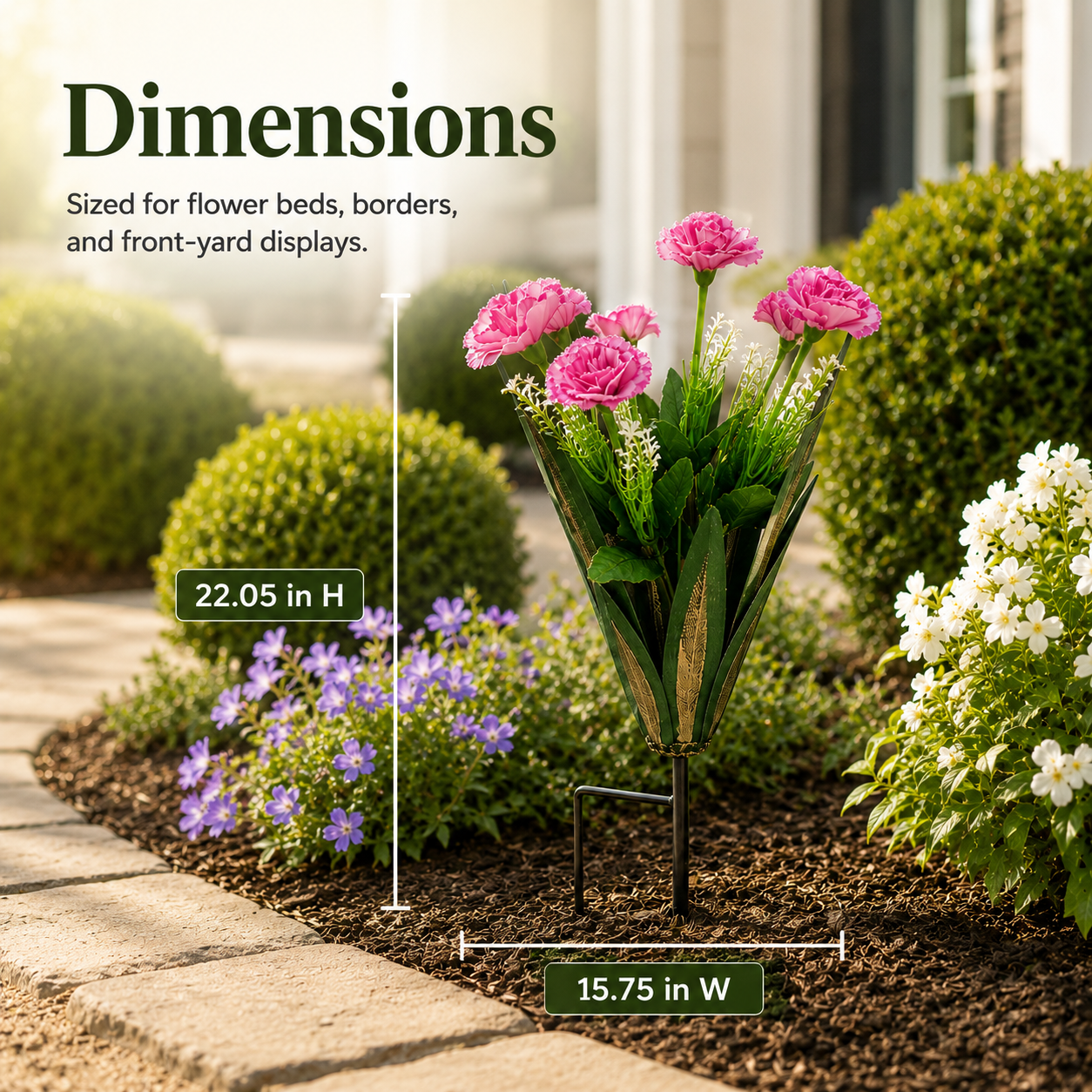 Metal Agave Carnation Garden Stake Decor