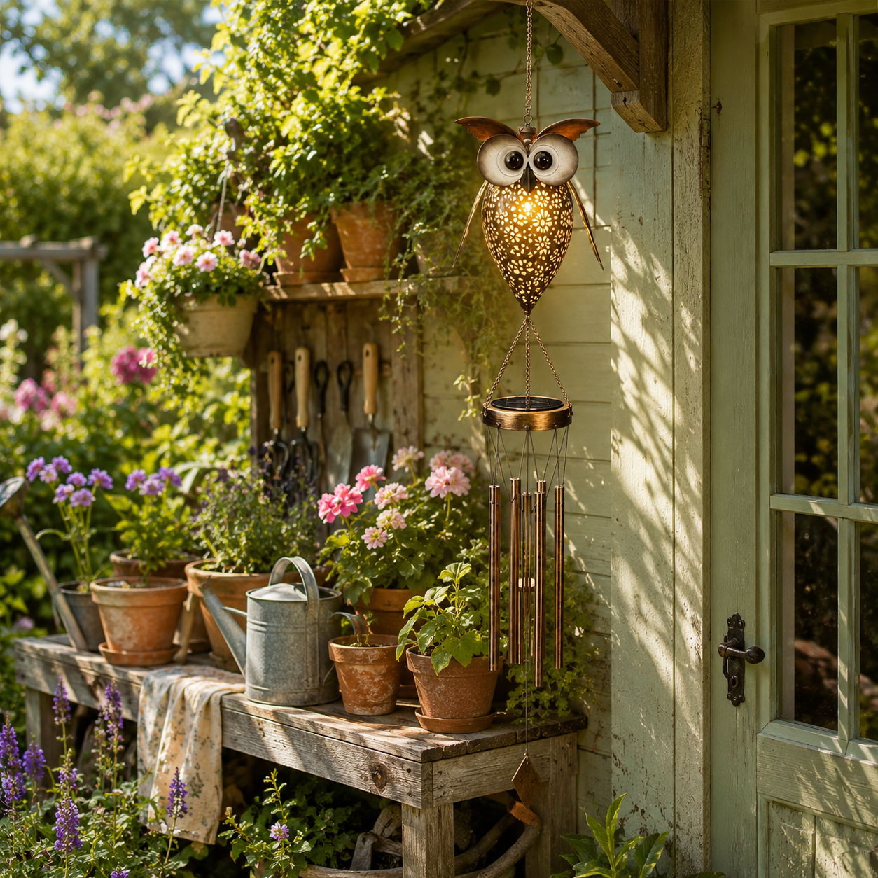 Solar Owl Wind Chime Light