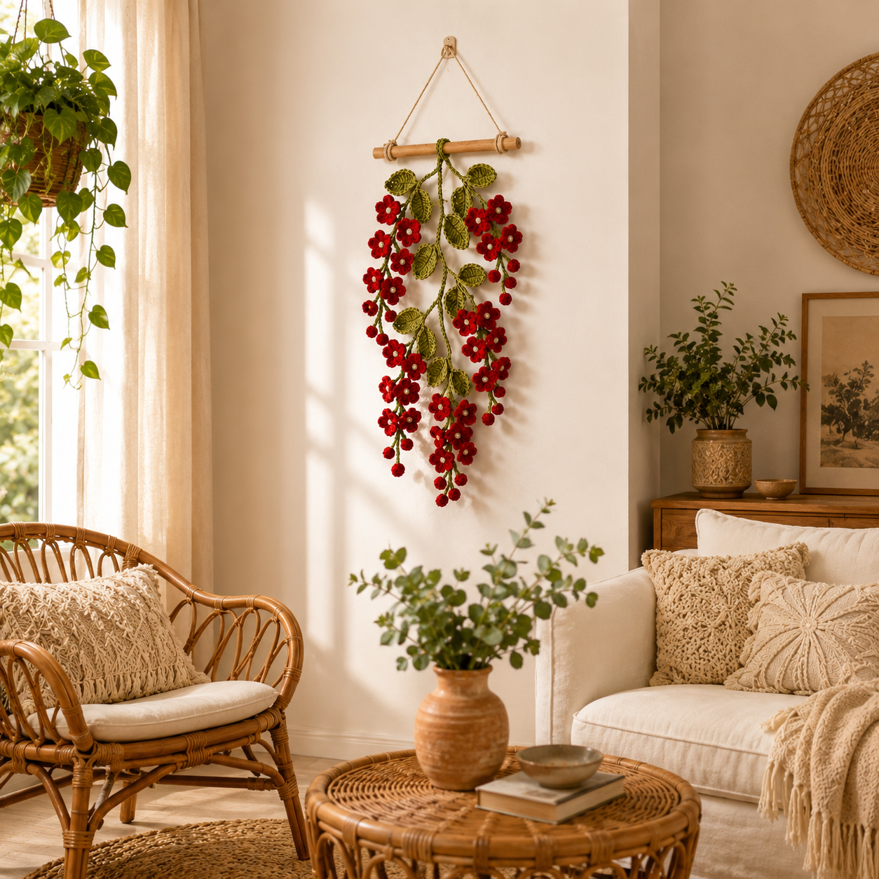 Crochet Flower Wall Hanging Decor