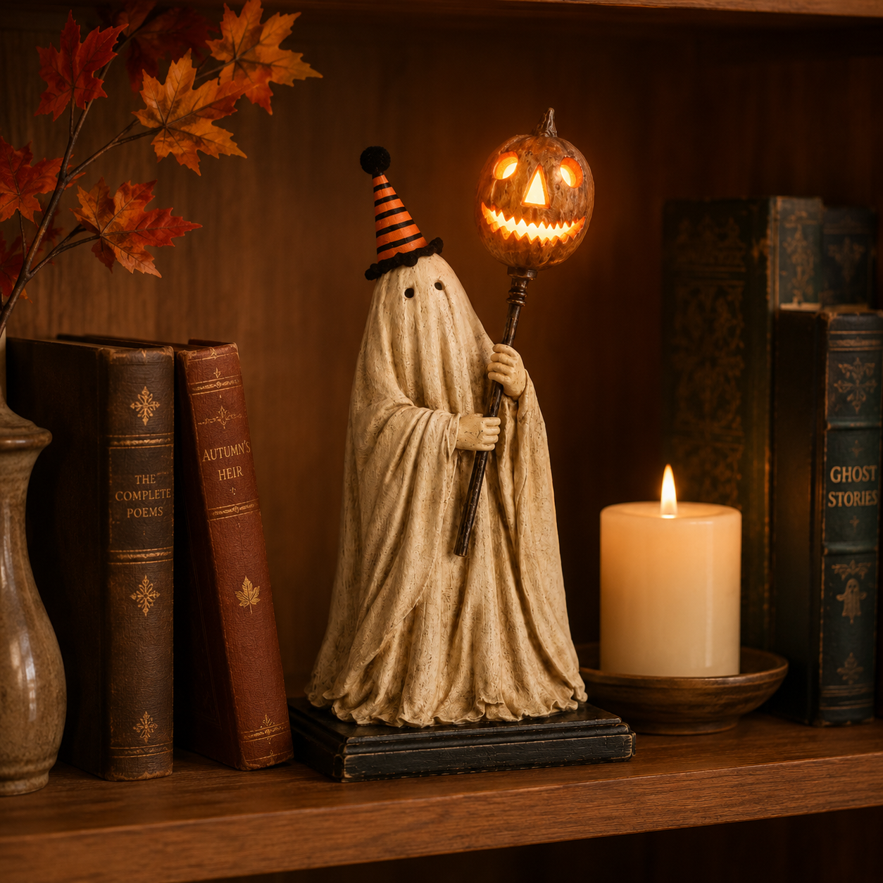 Halloween Ghost Figurine with Remote Control Light