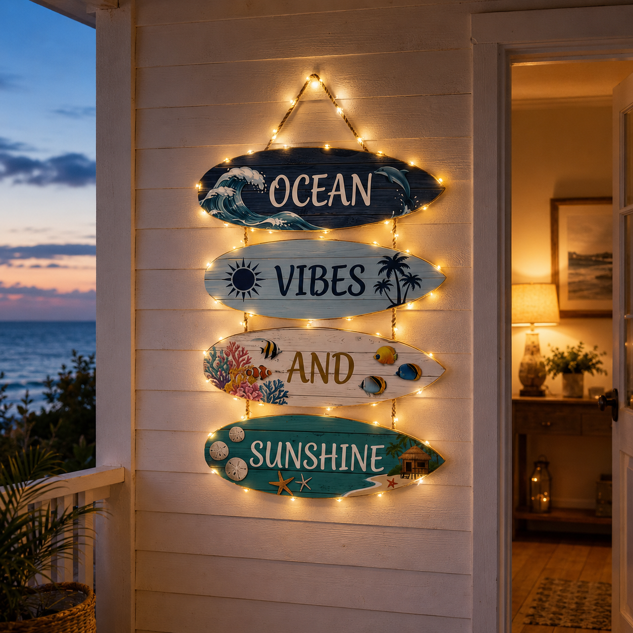 Ocean Vibes and Sunshine Surfboard Hanging