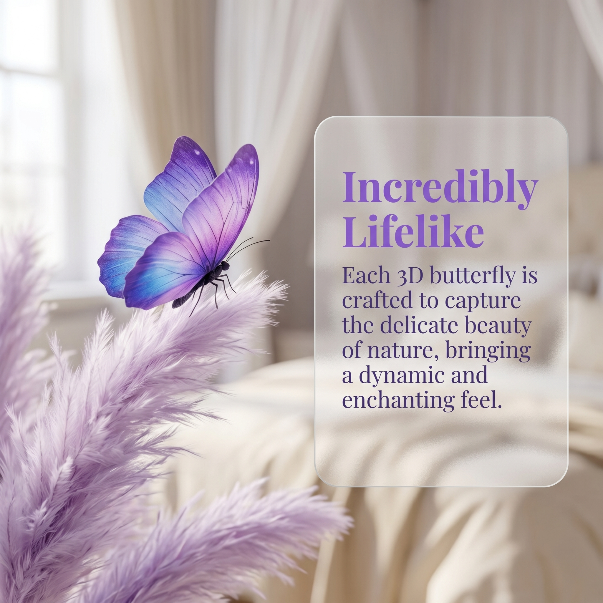 3-Piece Purple Butterfly Faux Floral Stems