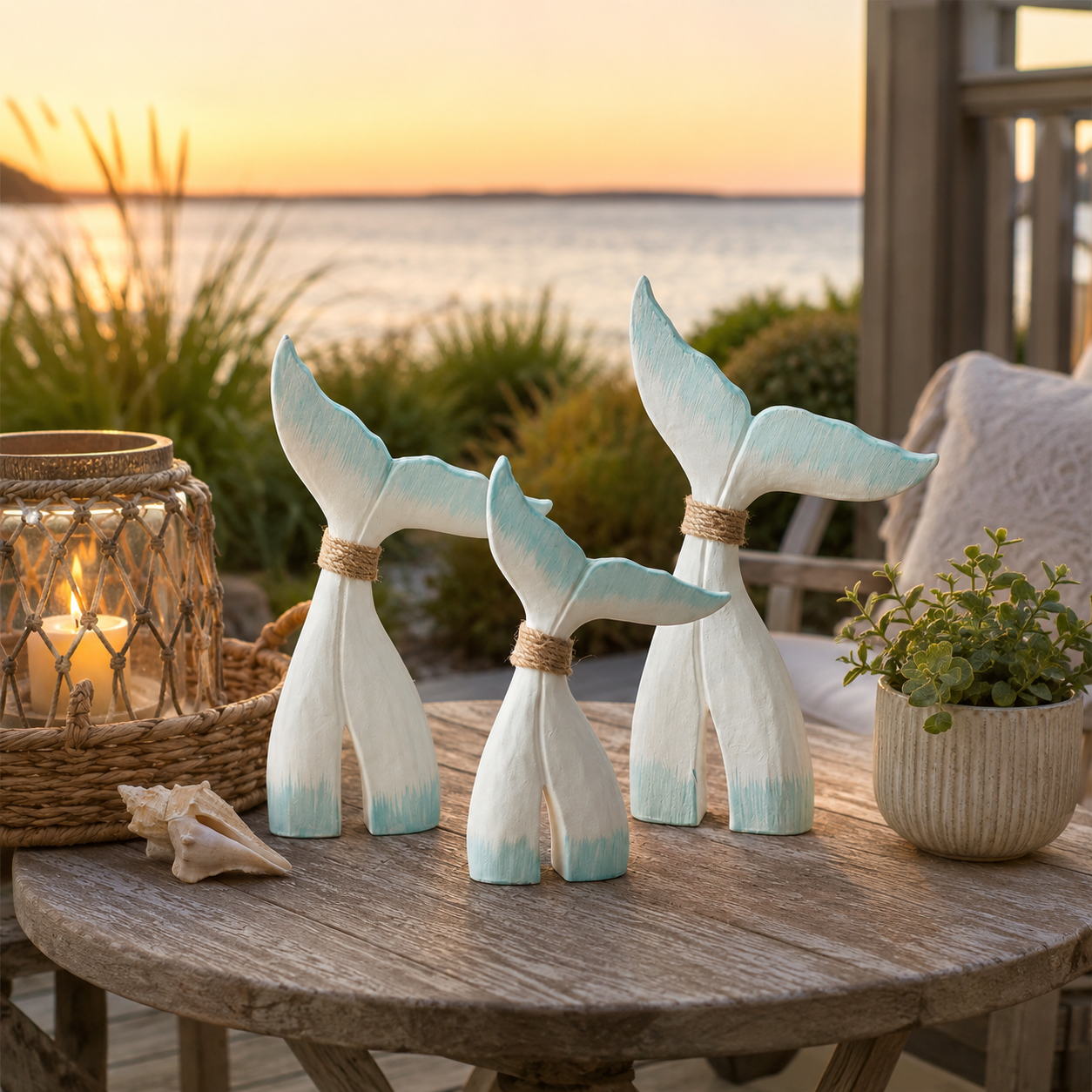 Coastal Fish Tail Table Decor Set of 3