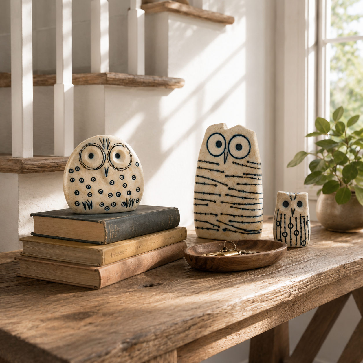 Rustic Owl Figurines Set of 3