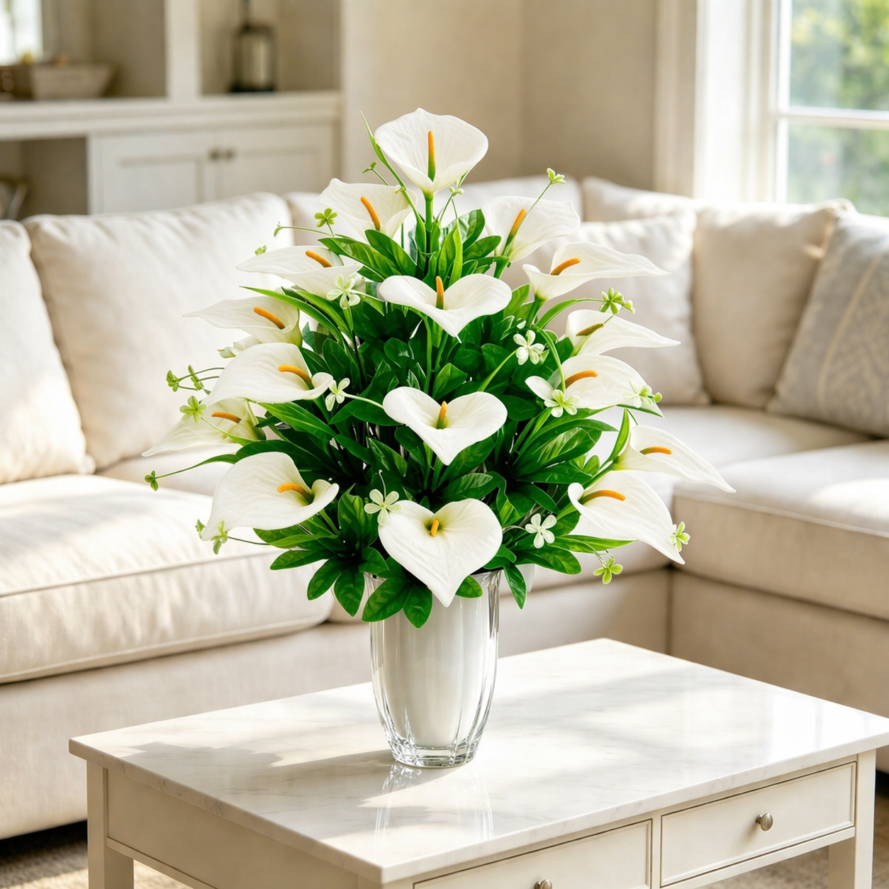 2-Bundle 36-Head Realistic Blue Calla Lily Bouquet