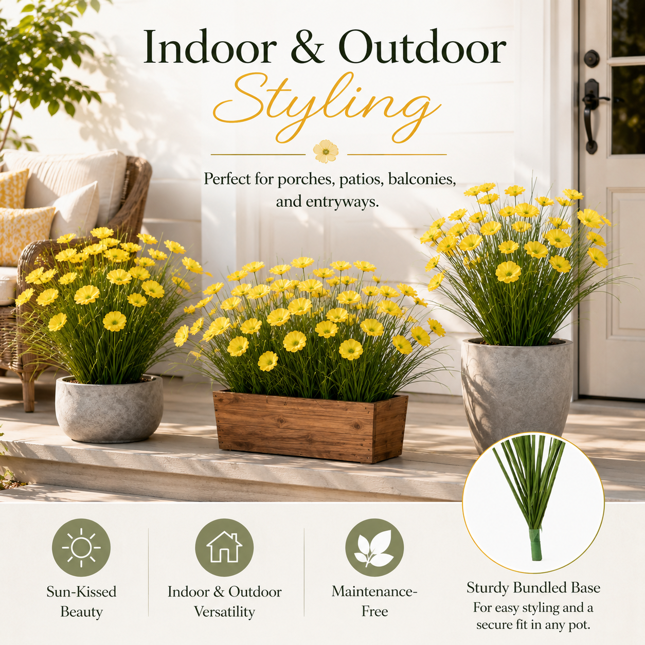 23.6 in Yellow Faux Flower Grass Bundle