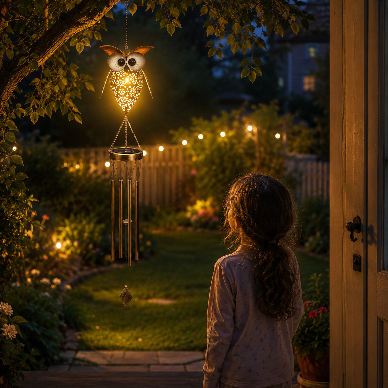 Solar Owl Wind Chime Light