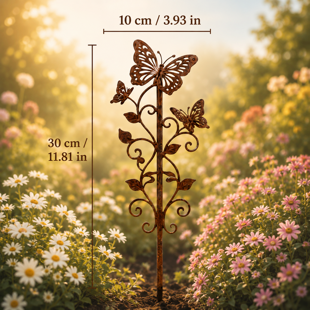 Rustic Metal Butterfly Garden Stake Decor