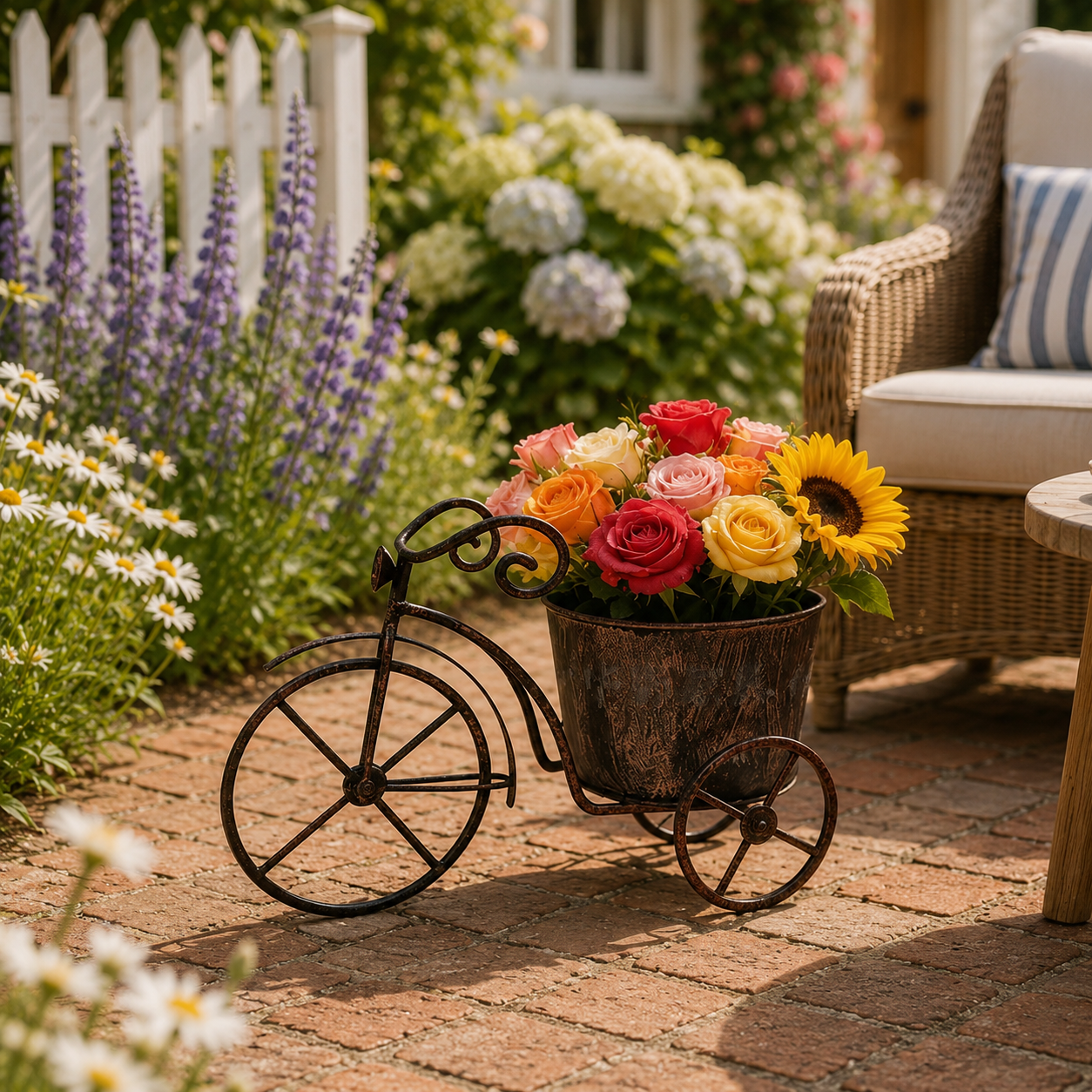 Vintage Bicycle Metal Planter for Flowers
