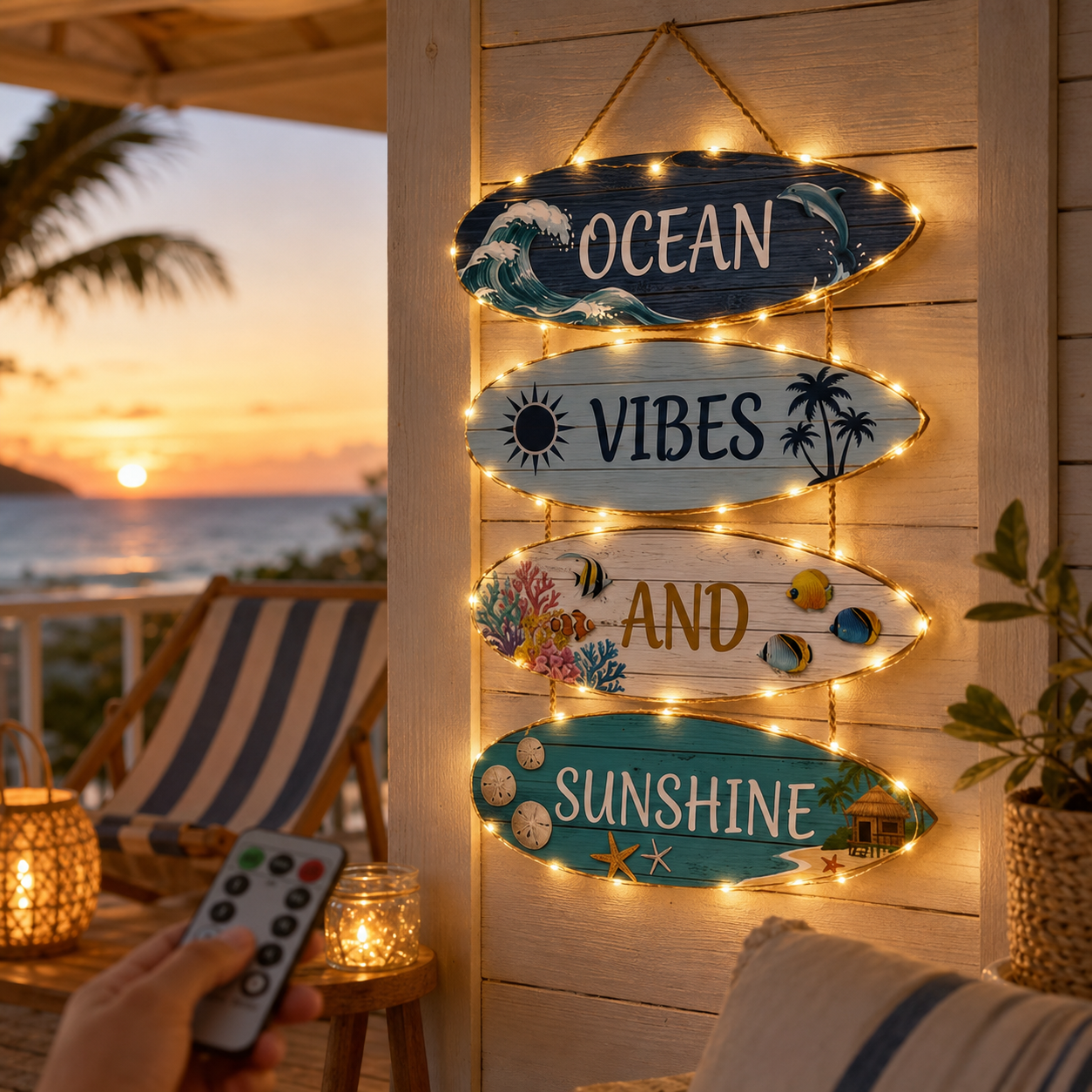 Ocean Vibes and Sunshine Surfboard Hanging
