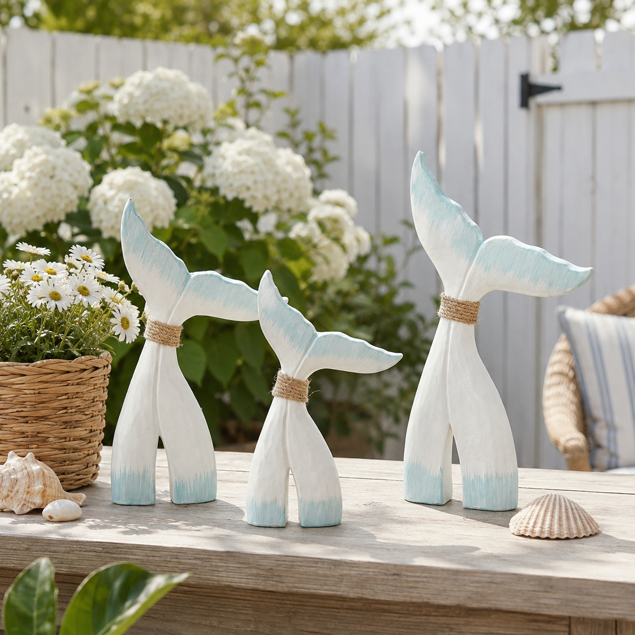 Coastal Fish Tail Table Decor Set of 3