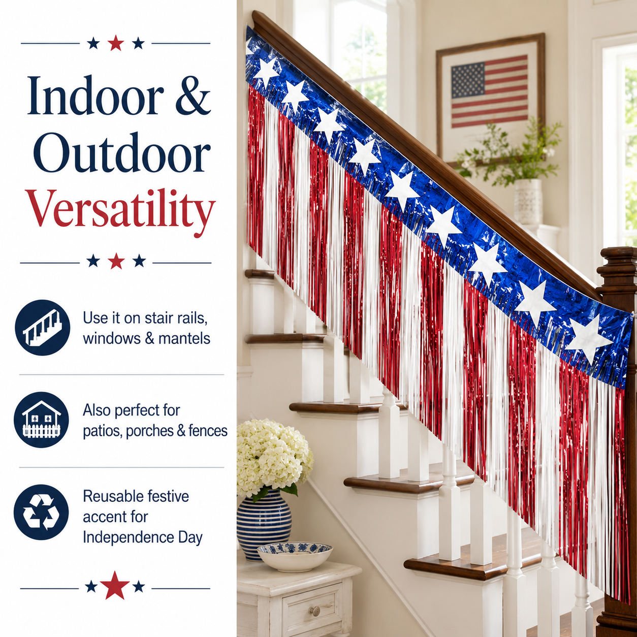 2-Pack Patriotic Red, White & Blue Fringe Banner
