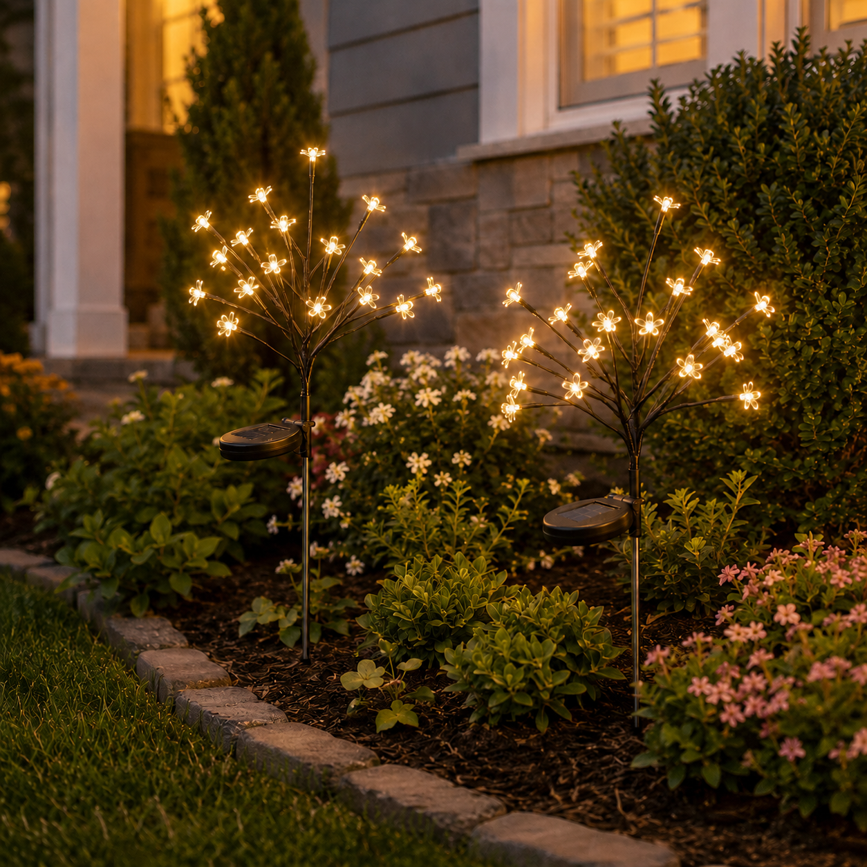 2-Pack Solar Flower LED Lights – 40-LED Outdoor Garden Decor for Patio, Yard & Pathway