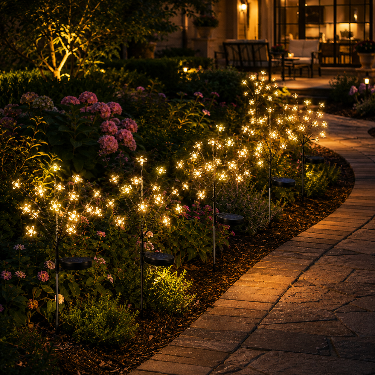 2-Pack Solar Flower LED Lights – 40-LED Outdoor Garden Decor for Patio, Yard & Pathway