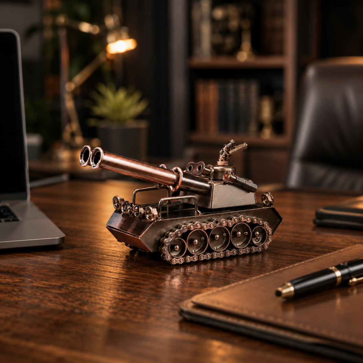 Vintage Metal Tank Sculpture