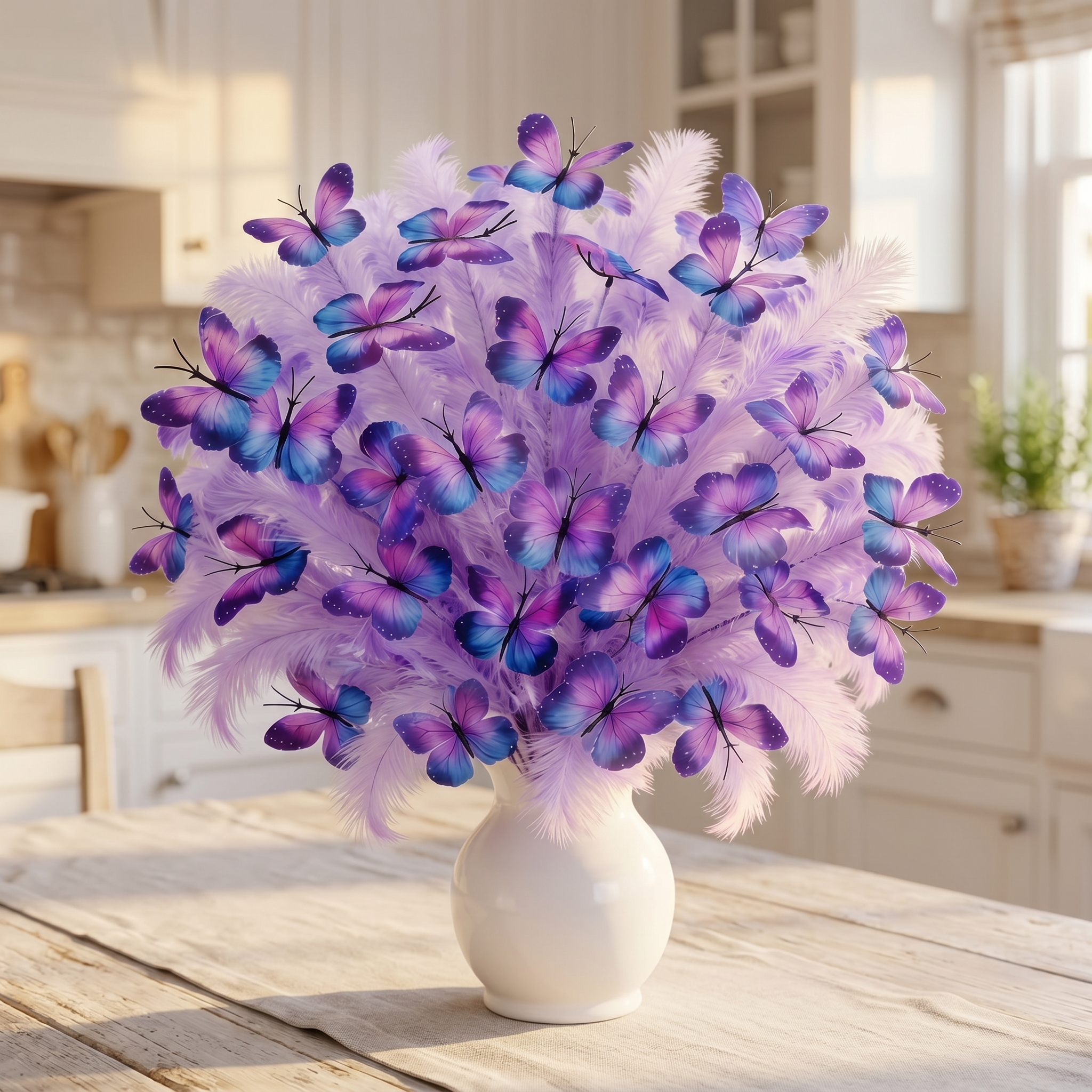 3-Piece Purple Butterfly Faux Floral Stems