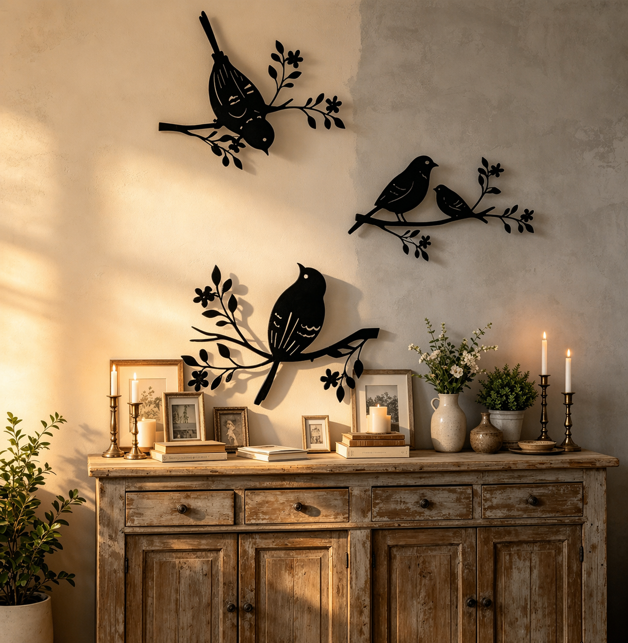 3-Piece Metal Bird Wall Art Decor