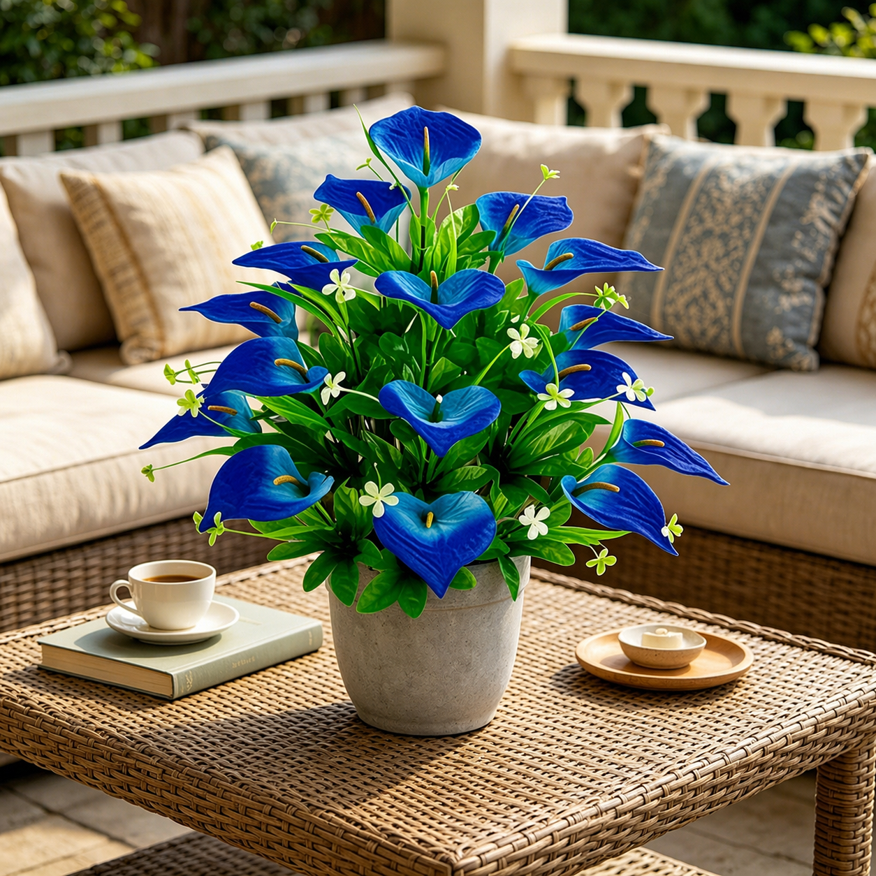 2-Bundle 36-Head Realistic Blue Calla Lily Bouquet