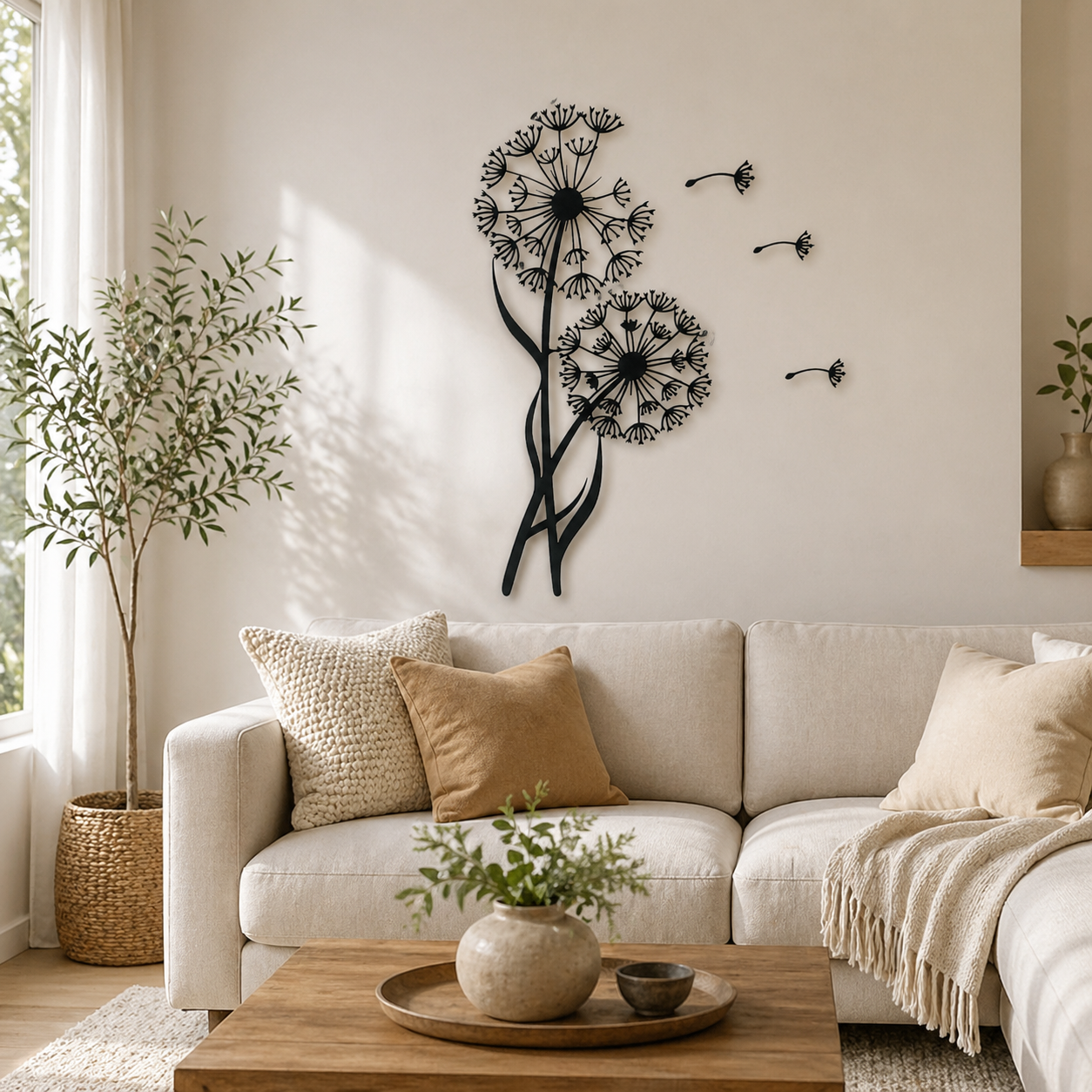 Black Metal Dandelion Wall Art Decor