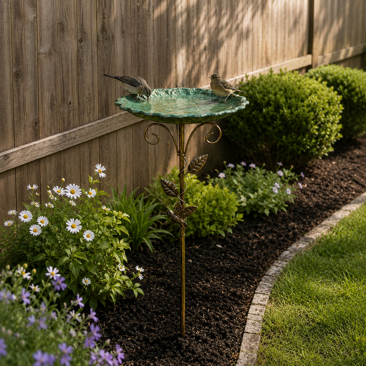 Vintage Mosaic Garden Bird Bath & Feeder