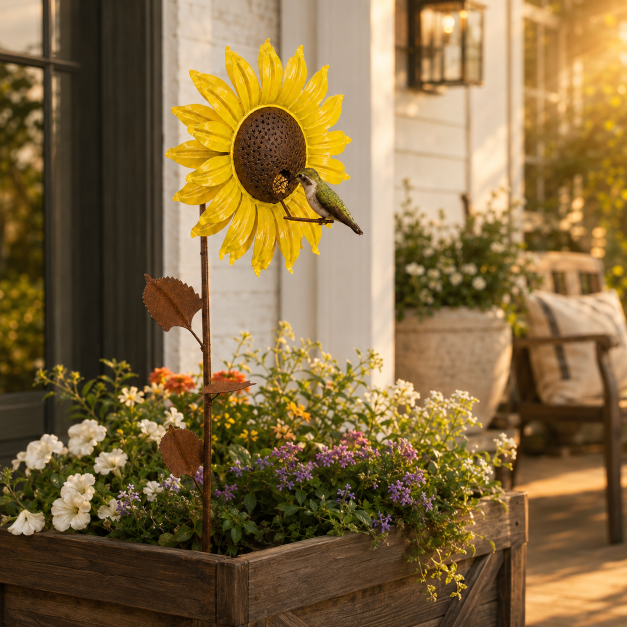 Sunflower Metal Bird Feeder Garden Stake