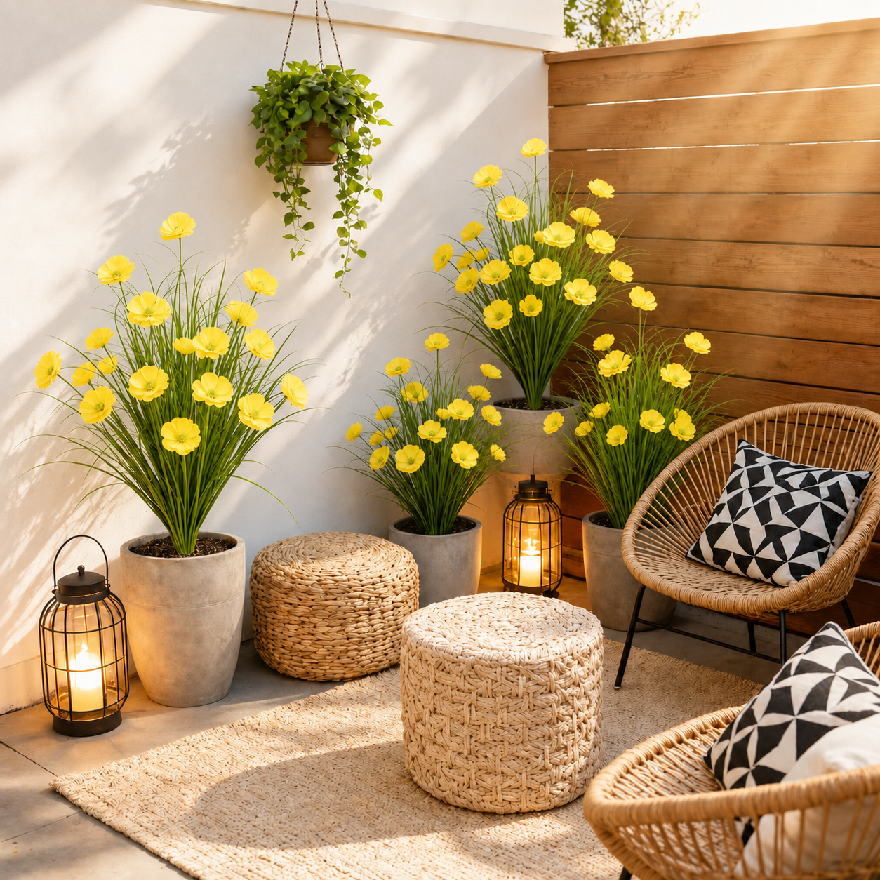 23.6 in Yellow Faux Flower Grass Bundle
