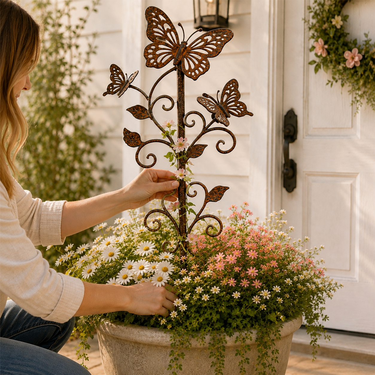 Rustic Metal Butterfly Garden Stake Decor
