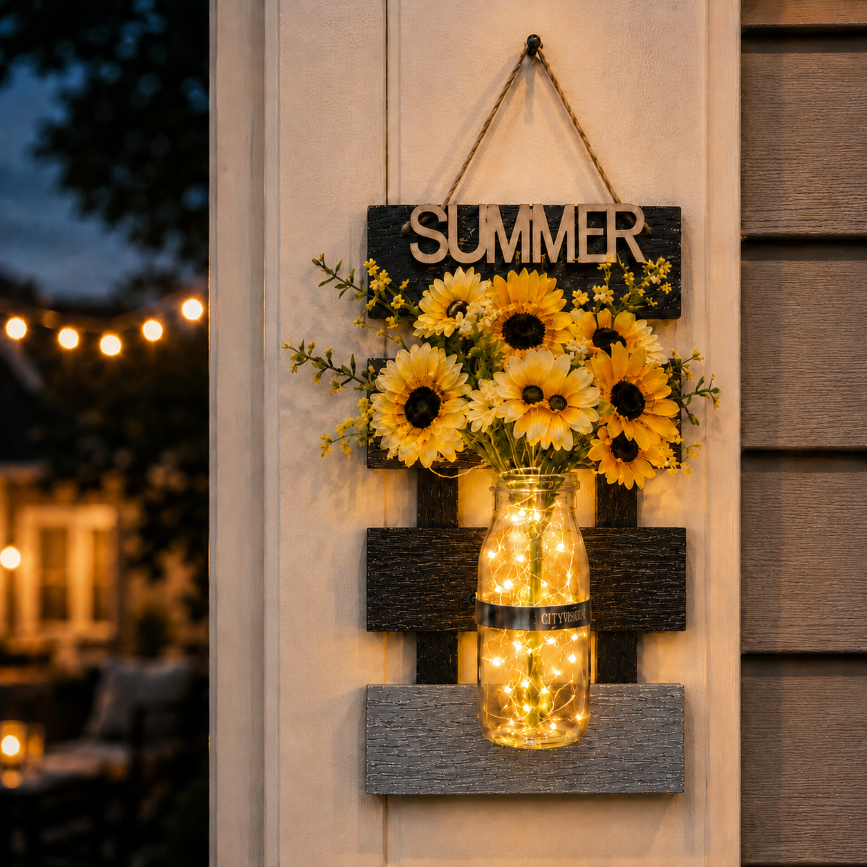 Rustic Farmhouse Wall Vase with LED Lights