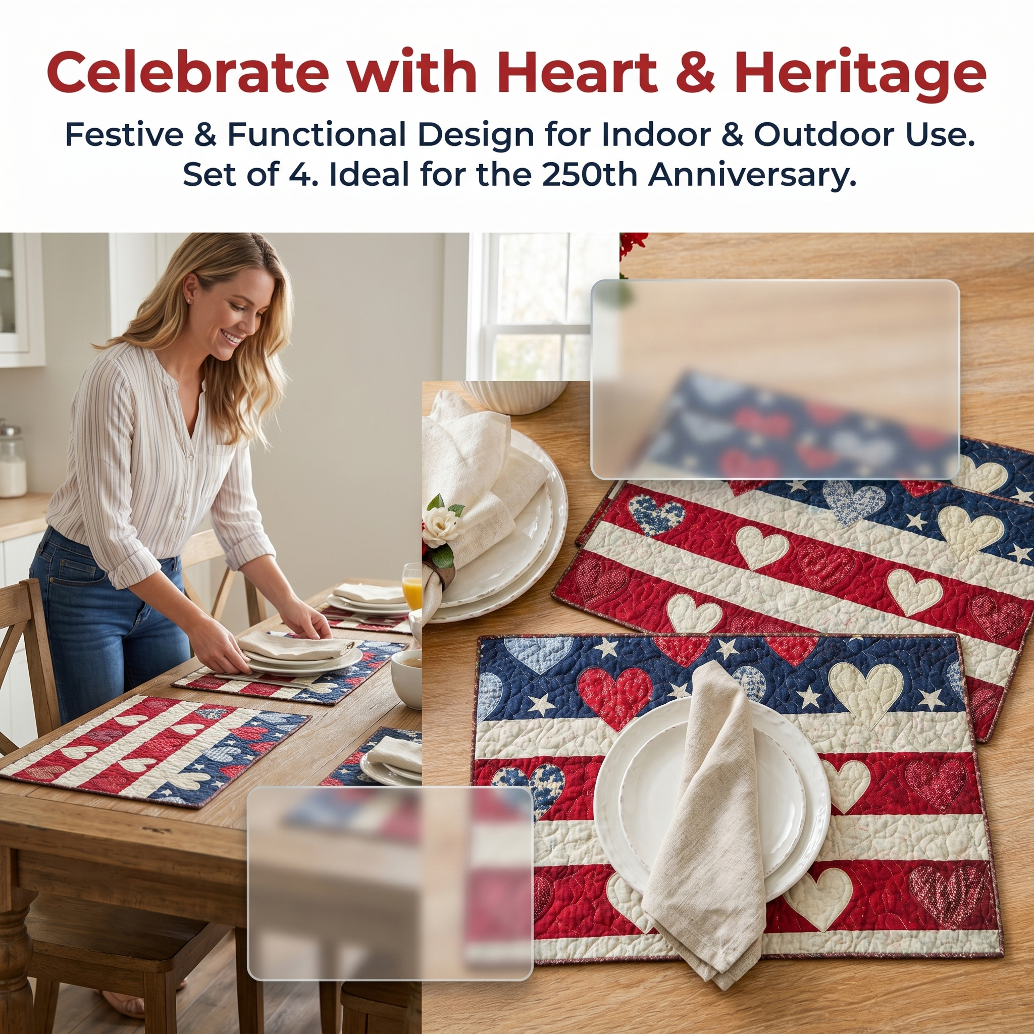 4-Piece 250th Anniversary Patriotic Placemats