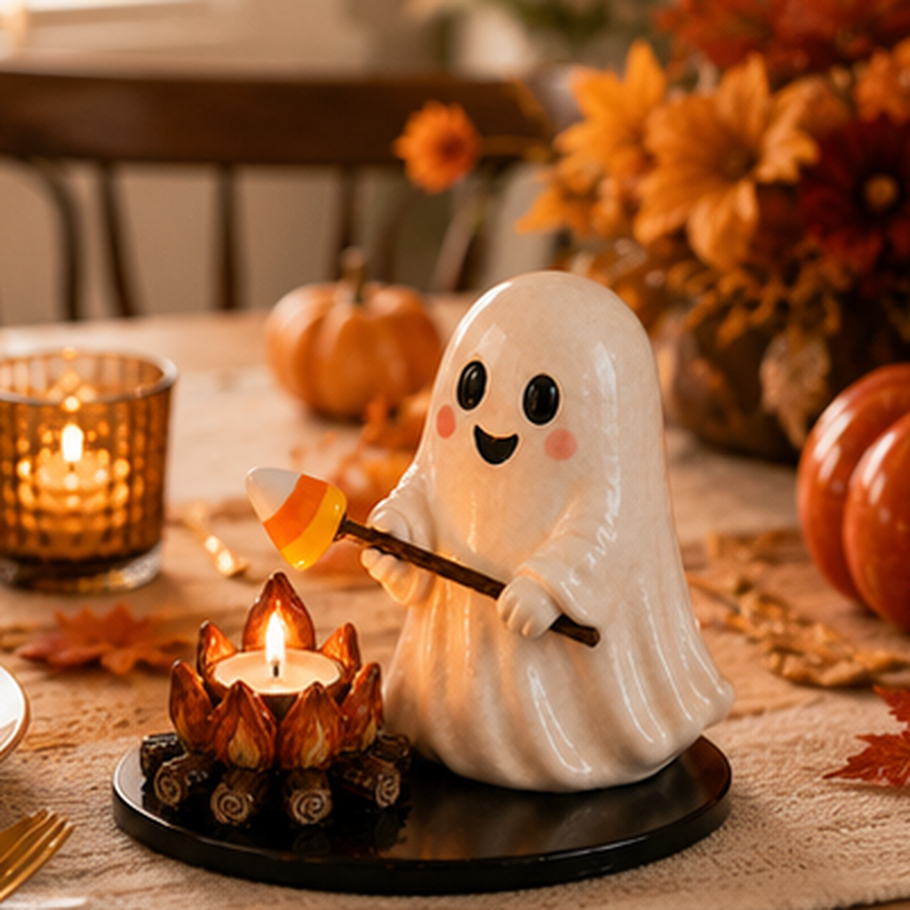Cute Ghost Campfire Tealight Holder