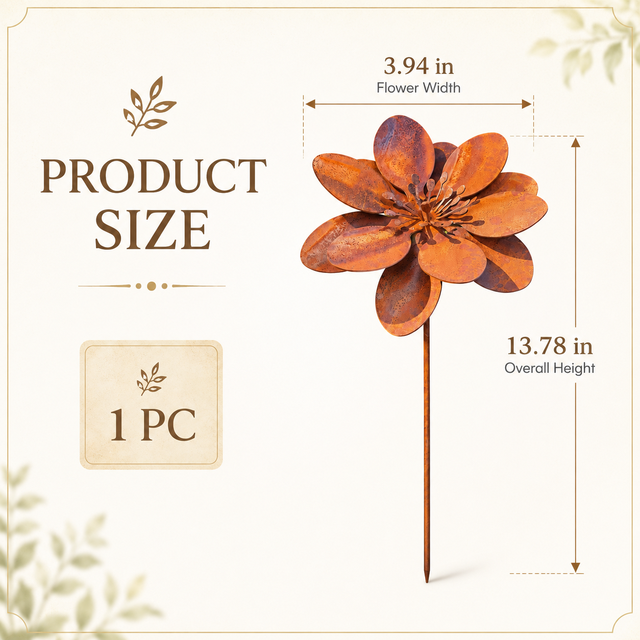 Rusty Metal Flower Garden Stake