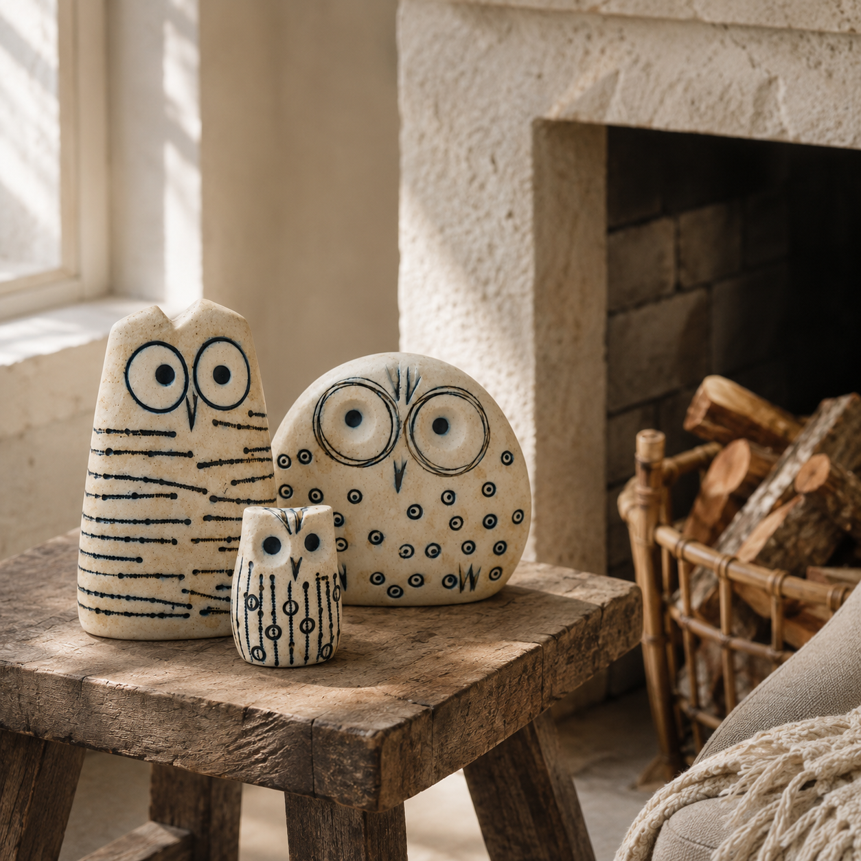Rustic Owl Figurines Set of 3