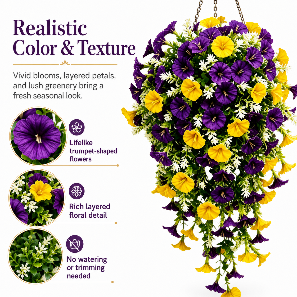 7-Piece Spring & Summer Artificial Morning Glory Hanging Vine