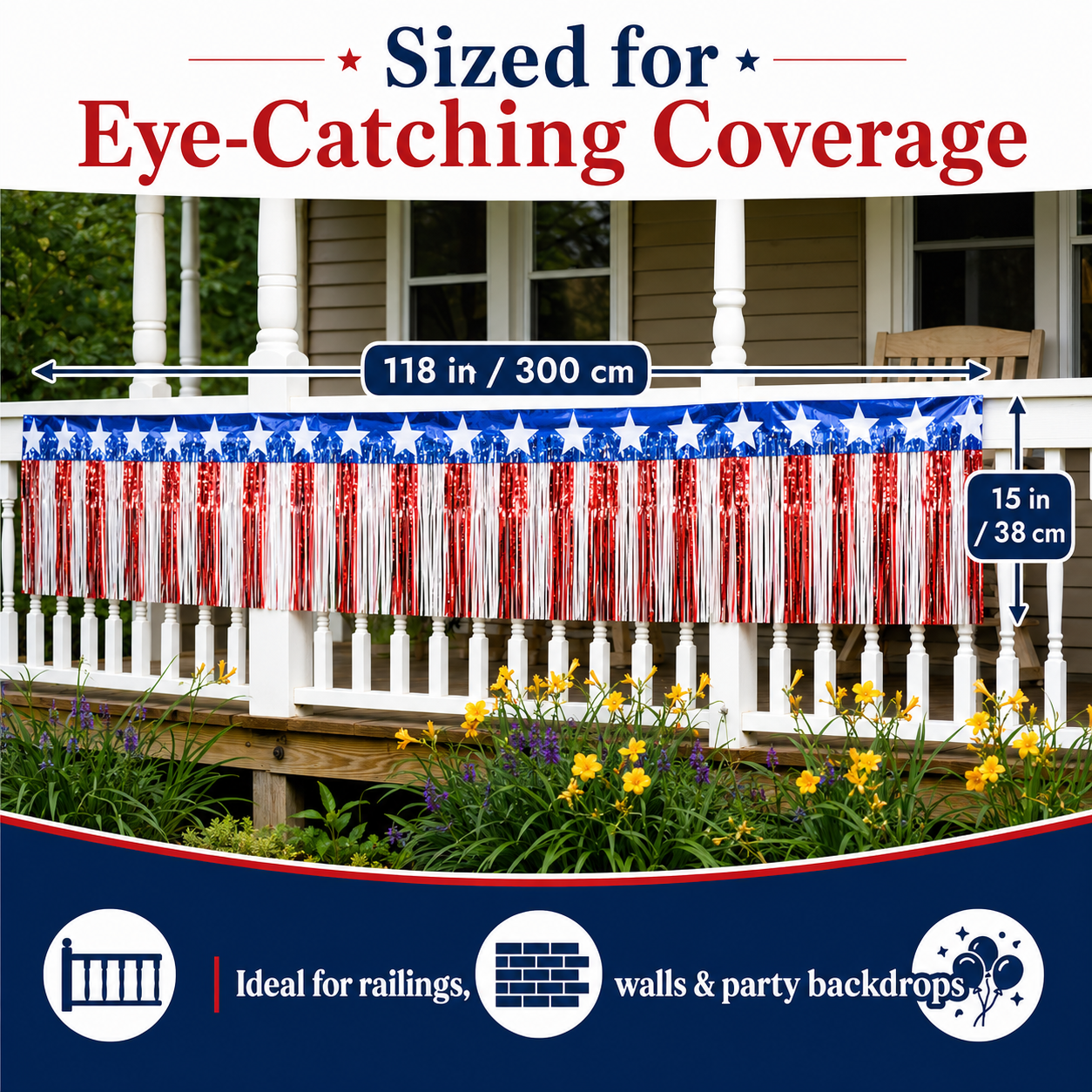 2-Pack Patriotic Red, White & Blue Fringe Banner