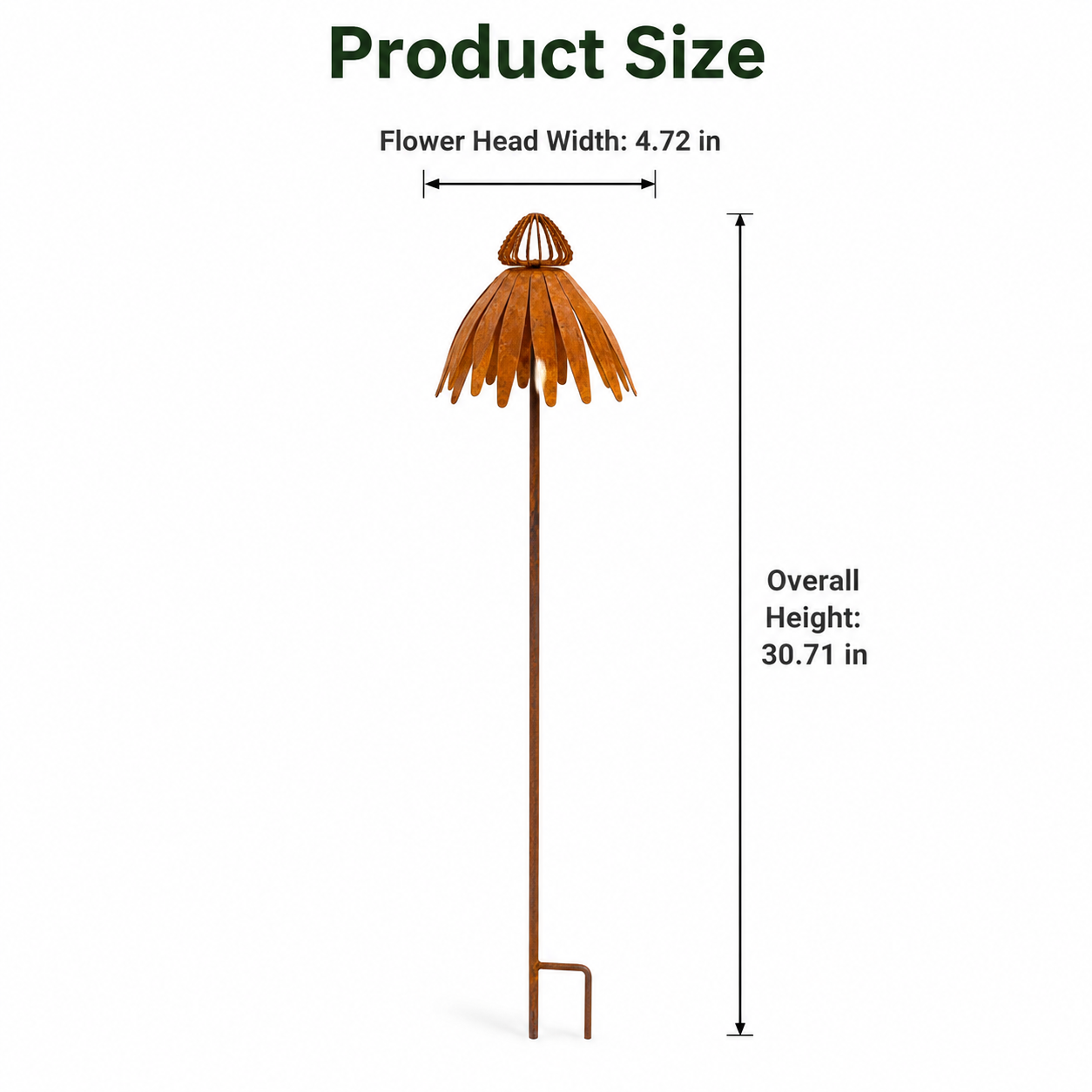 Rustic Metal Coneflower Garden Stakes, Weathered Metal Flower Yard Decor