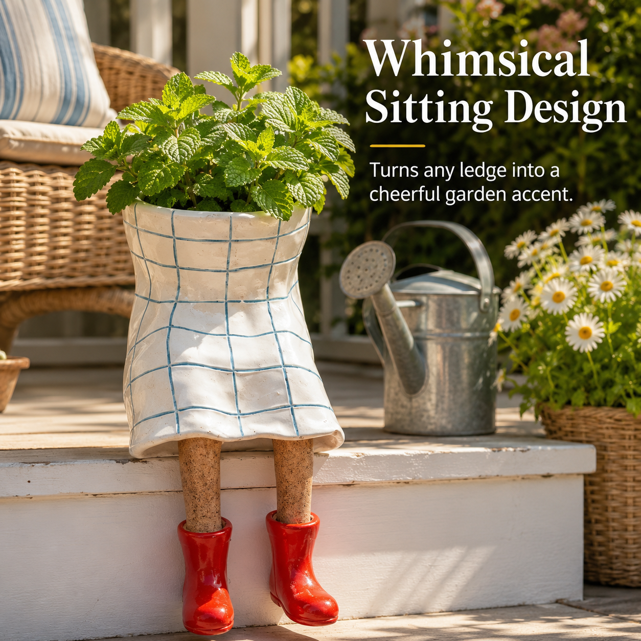 Whimsical Sitting Planter Pot