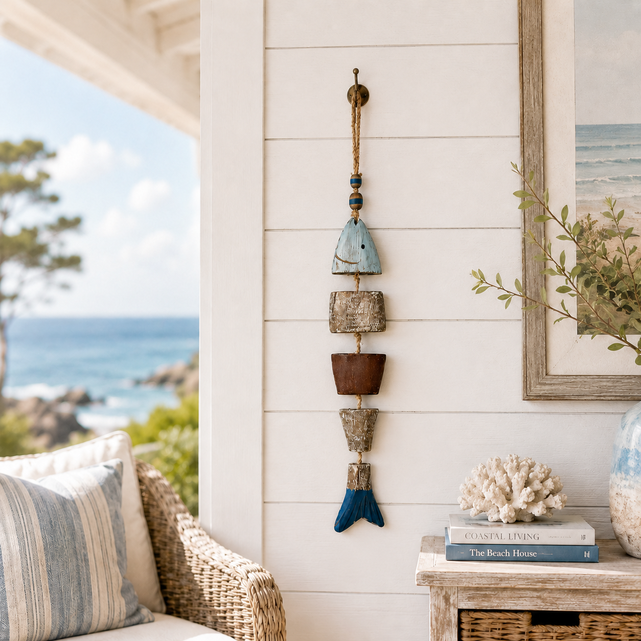 Coastal Fish Wooden Hanging Decor