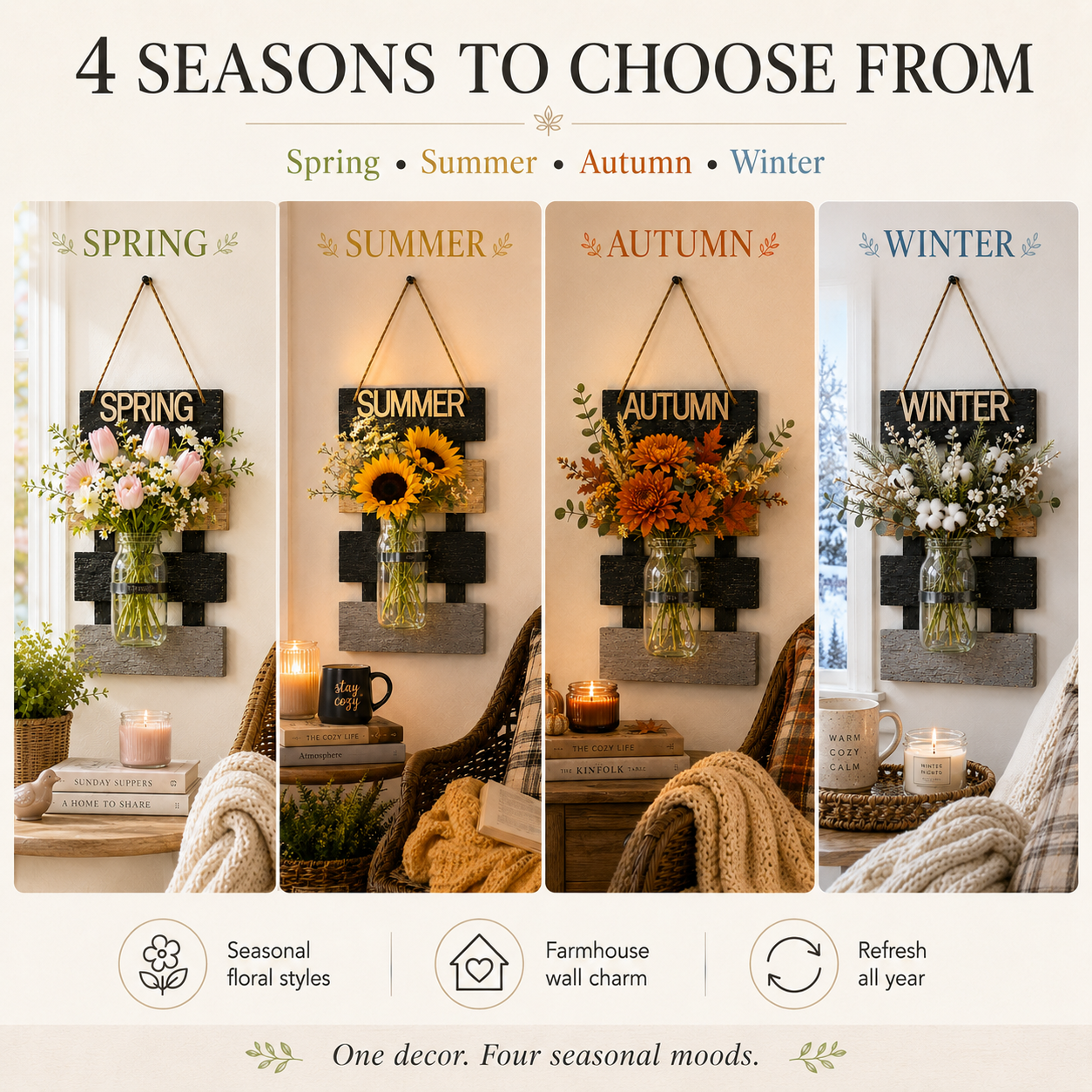 Rustic Farmhouse Wall Vase with LED Lights