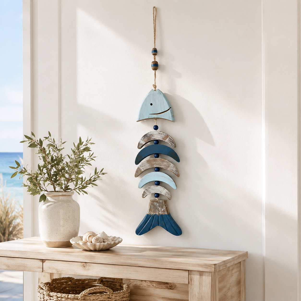 Coastal Fish Wooden Hanging Decor