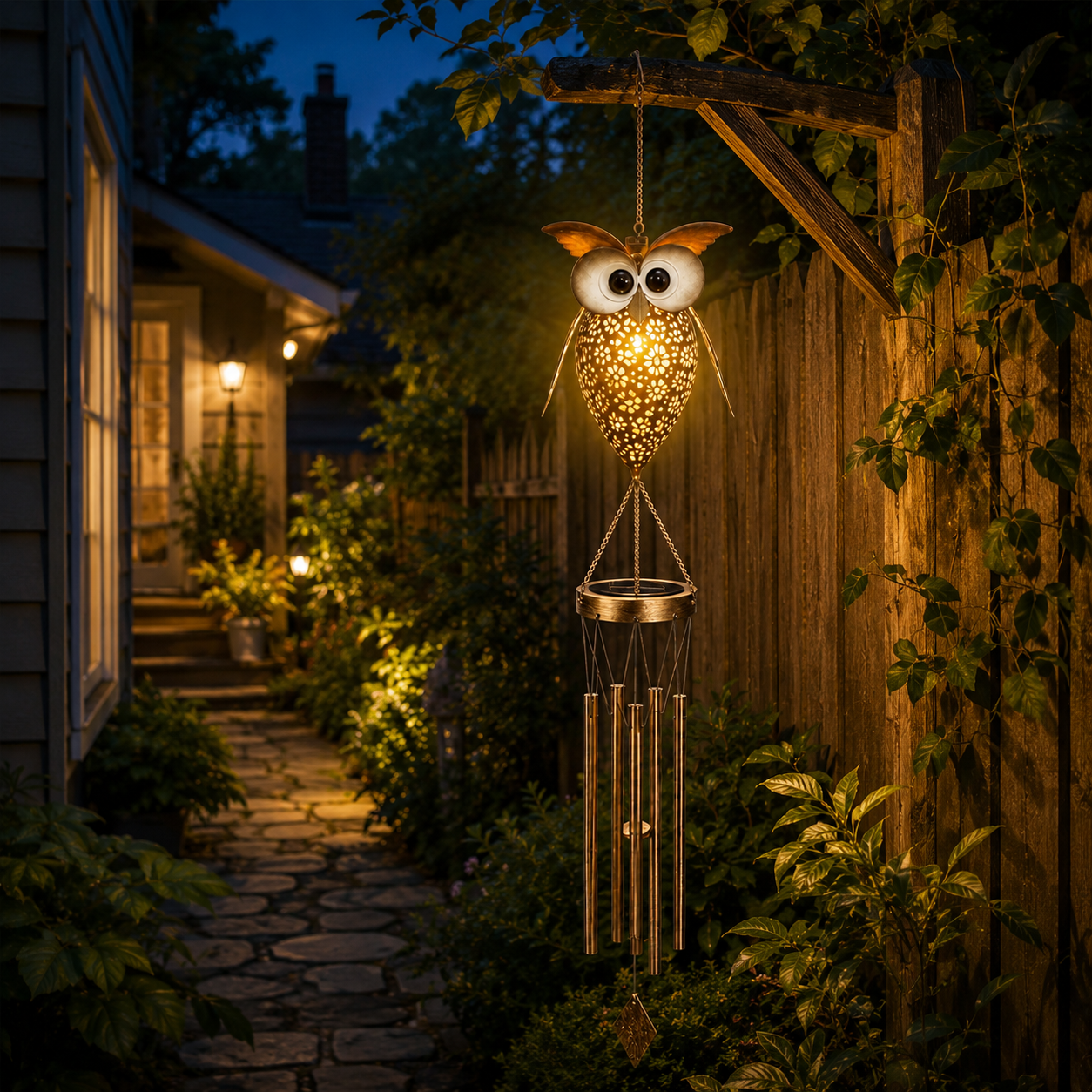 Solar Owl Wind Chime Light