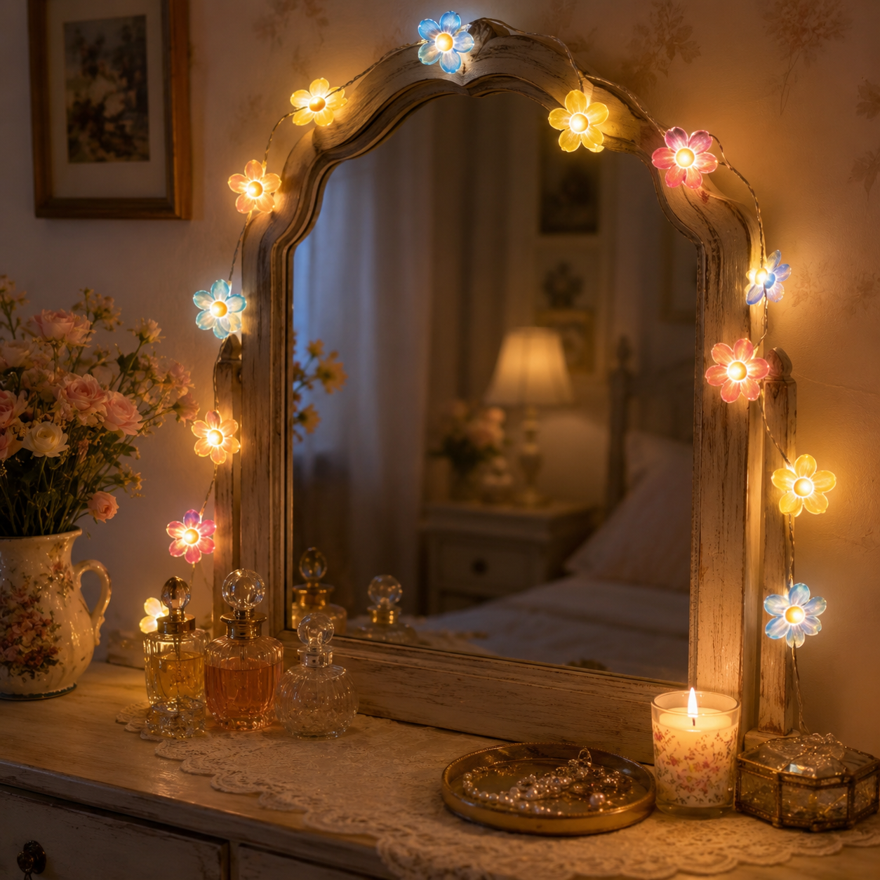 2-Pack Flower String Lights, 3m 30 LED  Floral Fairy Lights