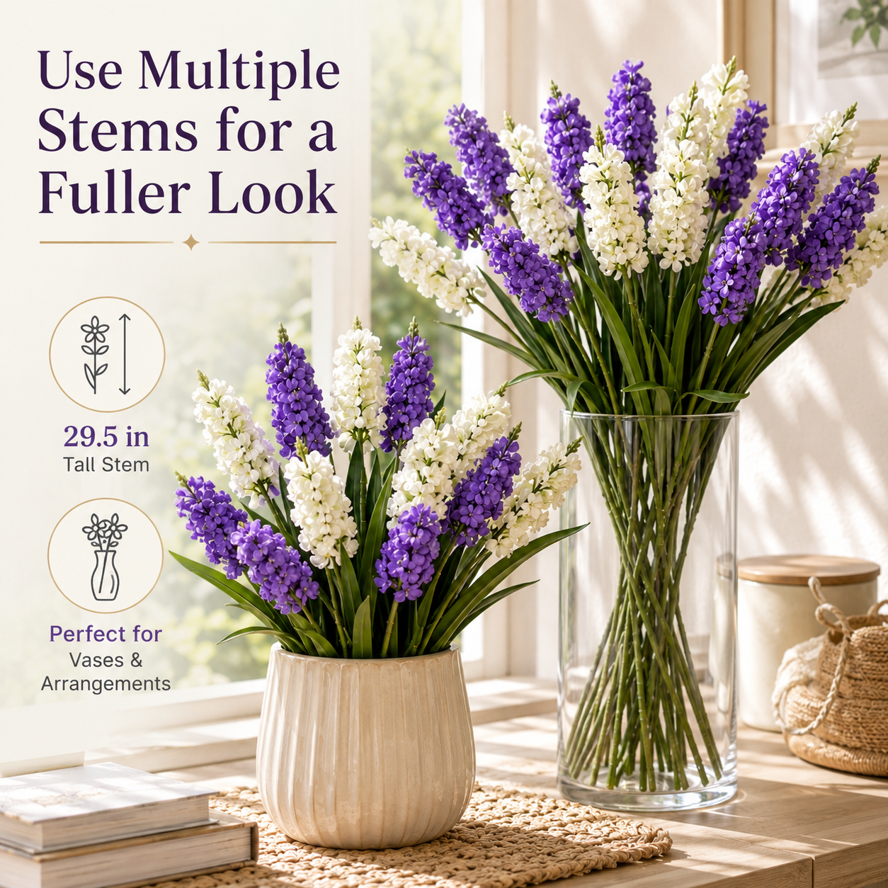 3-Flower Artificial Lavender Stem