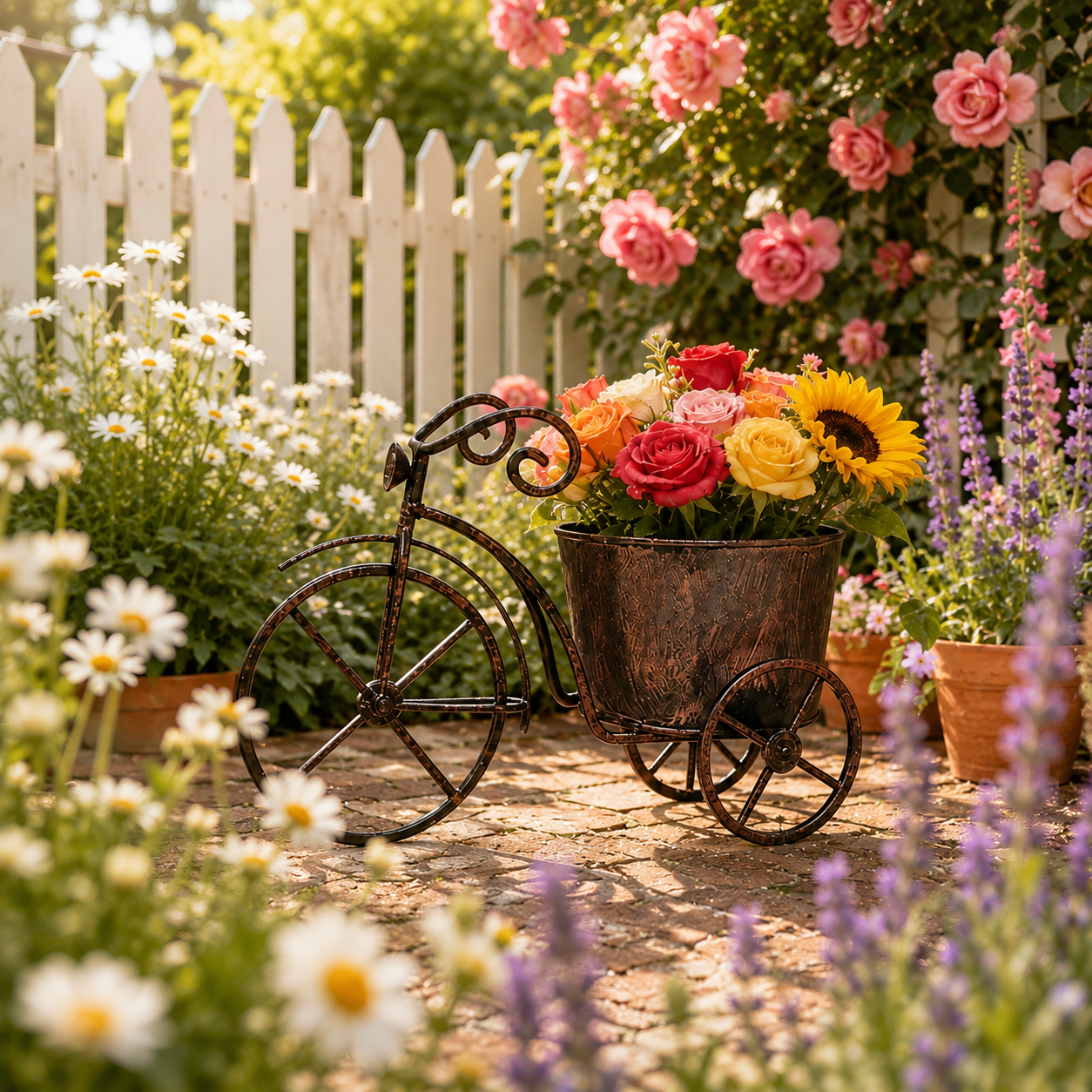 Vintage Bicycle Metal Planter for Flowers