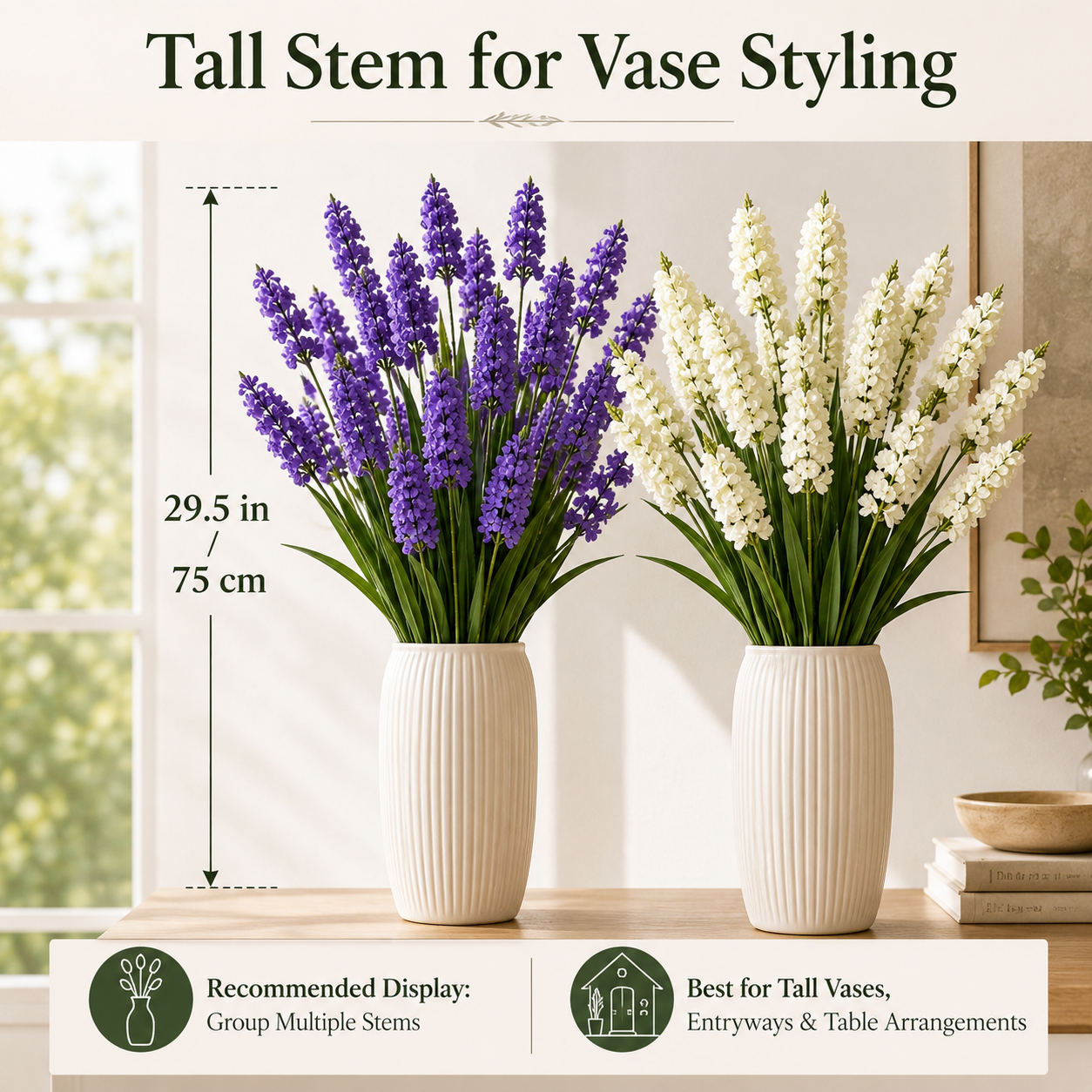 3-Flower Artificial Lavender Stem